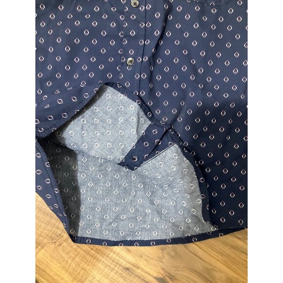 NWT Burnside Boy's Stretch Button Down Woven Shirt Navy  Large (US: 14-16) - Picture 8 of 9